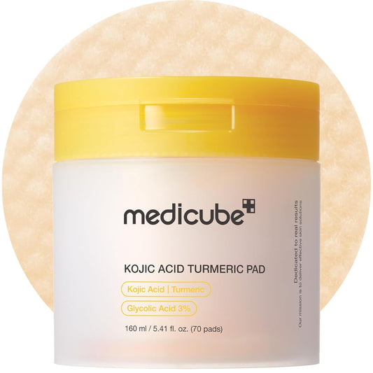 Toner Pads Kojic Acid Turmeric Clarifying Toner Pad for Troubled Skin & Use after Spot Care, Soothing with Kojic Acid, Turmeric, Niacinamide, Glycolic Acid, Korean Skin Care, 70 Pads (1 Pack)